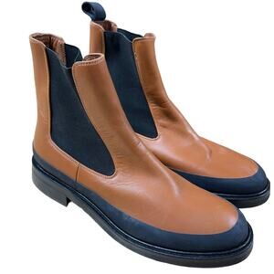 Frame Le Holland Leather Rubber Chelsea Boots Brown Women's Size 39.5 (US 9.5)